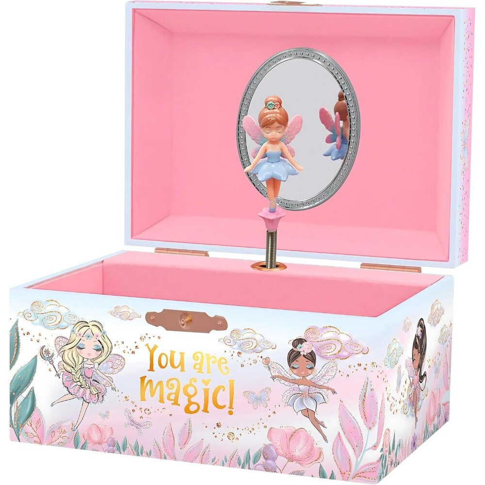 Musical Fairy Jewelry Box for Girls - Kids Music Box with Spinning Fairy and Mir